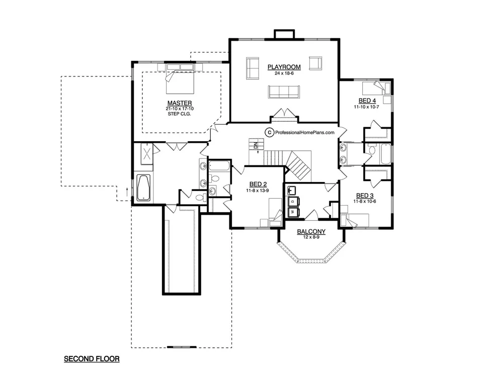 The Chanterelle second level floor plan